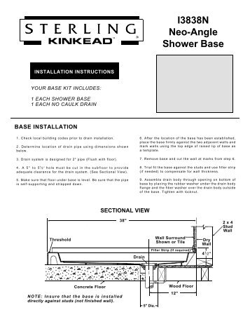 INSTALLATION INSTRUCTIONS-BASE, I3838N NEO ... - Sterling