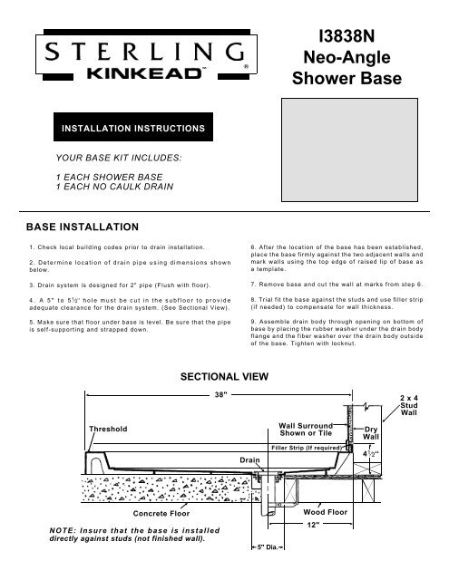 INSTALLATION INSTRUCTIONS-BASE, I3838N NEO ... - Sterling