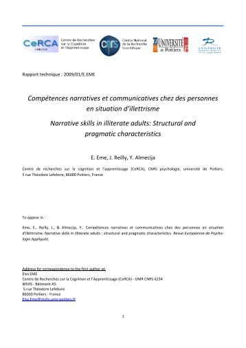 CompÃ©tences narratives et communicatives chez des personnes en ...