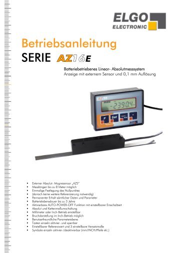 Betriebsanleitung SERIE - ELGO Electric GmbH