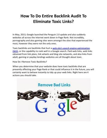 How To Do Entire Backlink Audit To Eliminate Toxic Links?