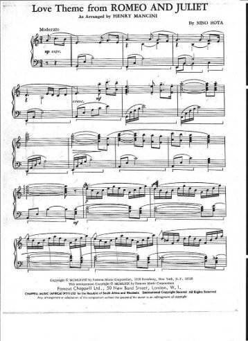 Henry Mancini â romeo and juliet - Daily Piano Sheets