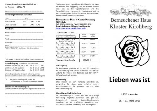 13-0370 Lieben, was ist Ulf Pomerenke - Kloster Kirchberg