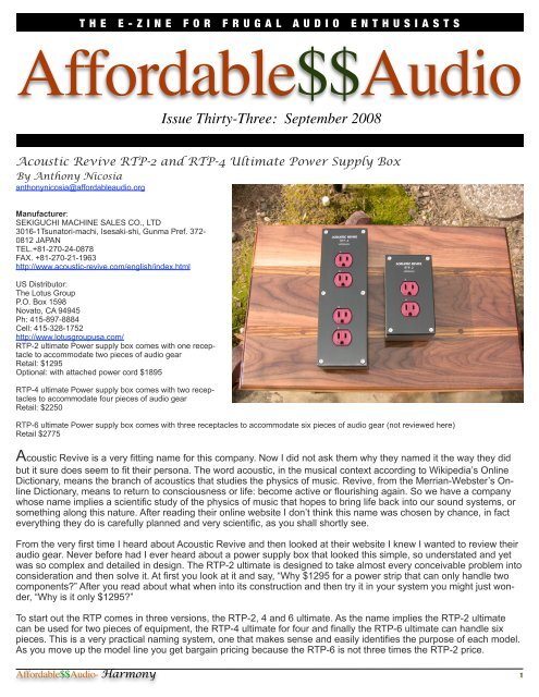 Rtp 2 4ultimate Review By Affordable Audio Acoustic Revive Rtp 2 4ultimate Review By Affordable Audio Acoustic Revive