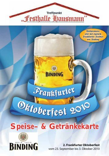 Speiseâ & GetrÃ¤nkekarte - Frankfurter Oktoberfest 2013