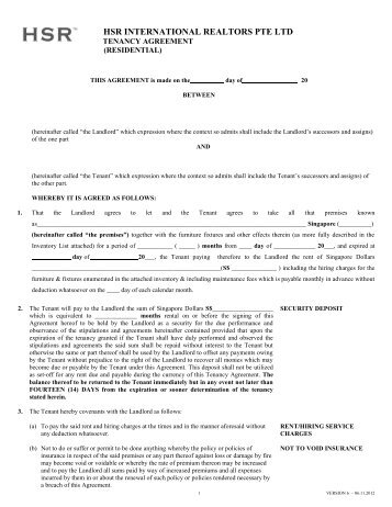 TENANCY AGREEMENT - HSR