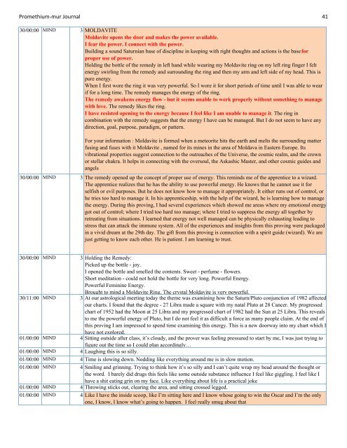 Promethium muriaticum Entire Proving Journal