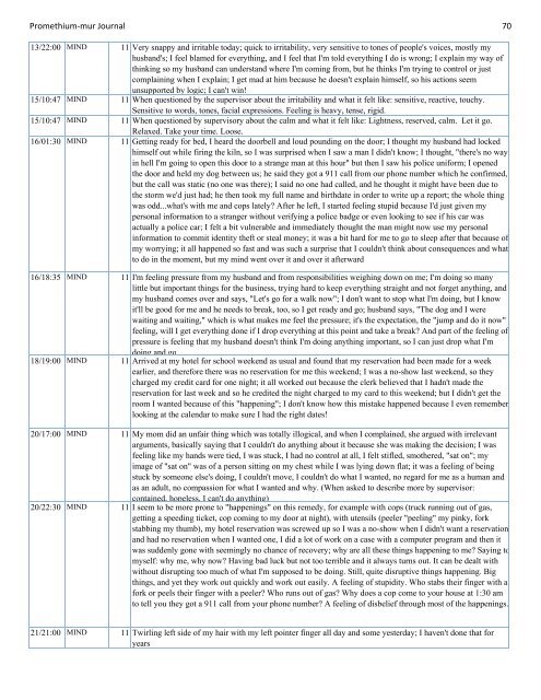 Promethium muriaticum Entire Proving Journal