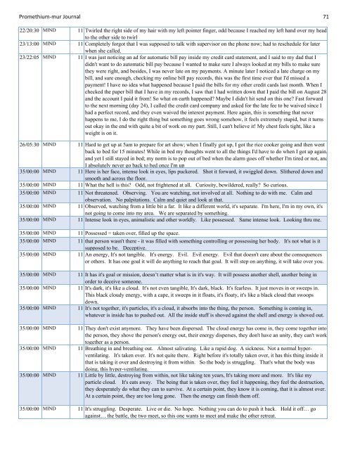 Promethium muriaticum Entire Proving Journal