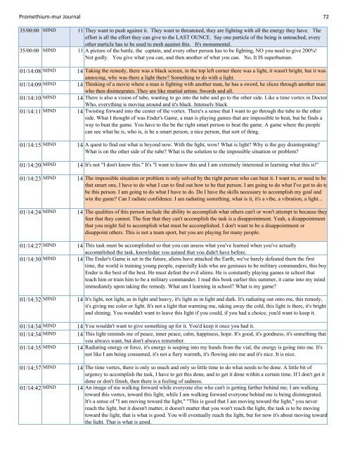 Promethium muriaticum Entire Proving Journal