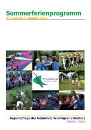 Sommerferienprogramm 2013 - Gemeinde Wennigsen