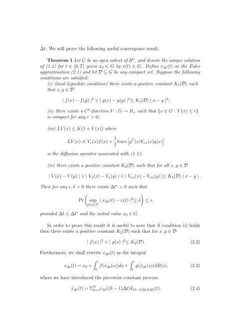 Convergence of the Euler Scheme for a Class of Stochastic ...