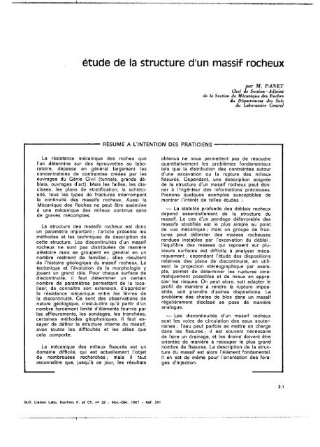Etude De La Structure D Un Massif Rocheux