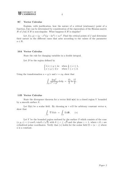 MATHEMATICAL TRIPOS Part IA PAPER 3 Before you begin read ...