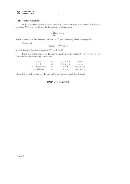 MATHEMATICAL TRIPOS Part IA PAPER 3 Before you begin read ...