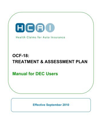 OCF-18: TREATMENT & ASSESSMENT PLAN - Manual for ... - HCAI