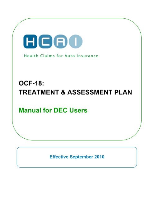 OCF-18: TREATMENT & ASSESSMENT PLAN - Manual for ... - HCAI