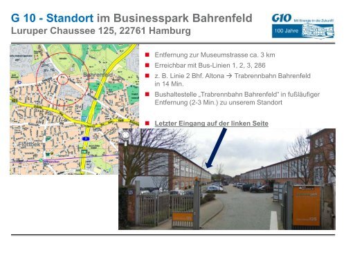 G 10 Standort im Businesspark Bahrenfeld