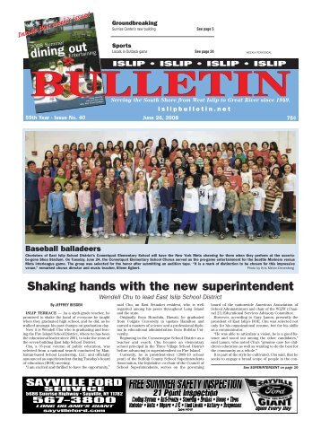 Shaking hands with the new superintendent - Islip Bulletin