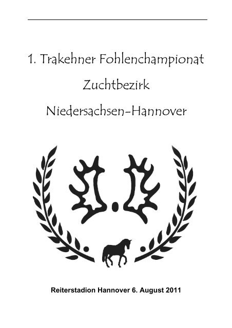 1. Trakehner Fohlenchampionat Zuchtbezirk Niedersachsen ...