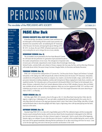 October 2011 Percussion News - Percussive Arts Society