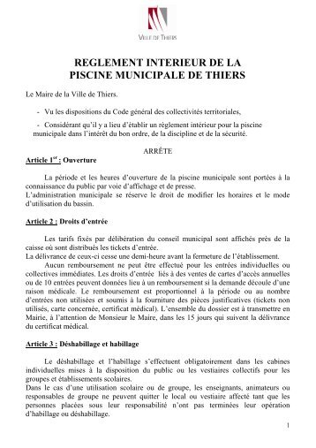 règlement intérieur de la piscine - Thiers