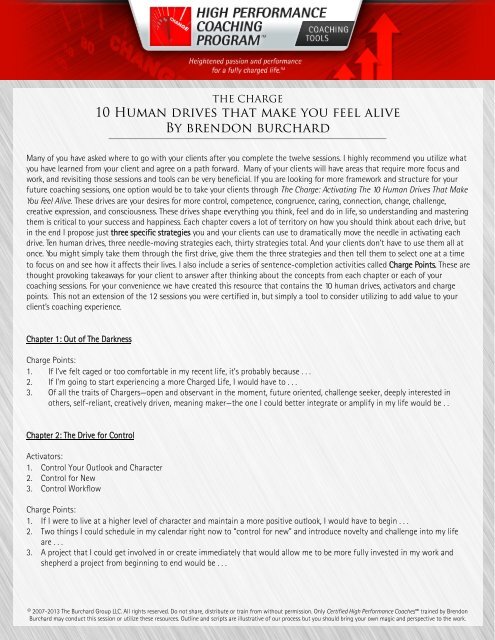 Human Drives 10 Human drives that make you feel alive By brendon burchard