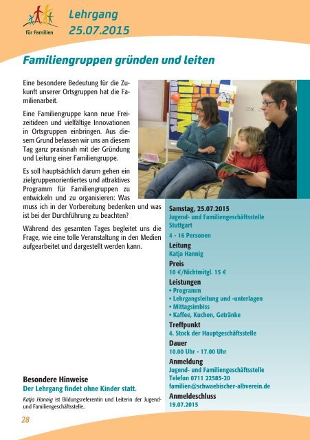Familien-Programme 2015 im Schwäbischen Albverein.