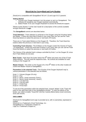 DirectLink for GarageBand and Logic Readme