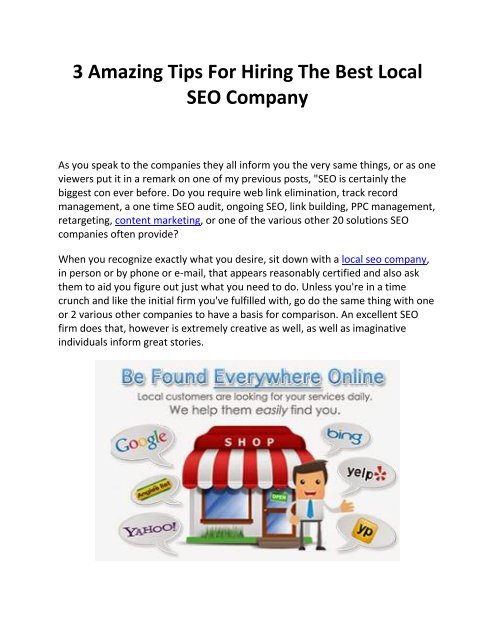 3 Amazing Tips For Hiring The Best Local SEO Company