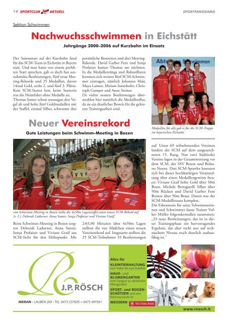 Sportclub Aktuell - Ausgabe Dezember 2014