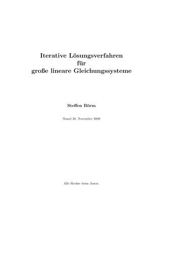 Iterative Lösungsverfahren für große lineare Gleichungssysteme