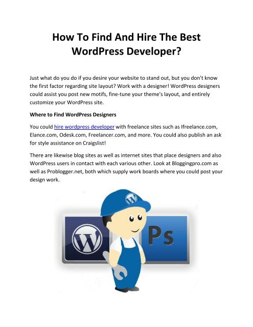 How To Find And Hire The Best WordPress Developer?