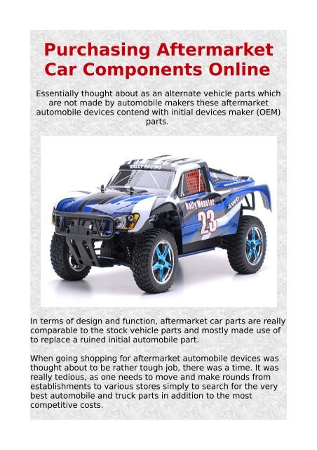 Purchasing Aftermarket Car Components Online