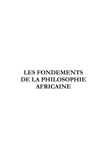 Les Fondements de la philosophie africaine