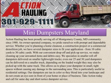 Mini Dumpsters Maryland