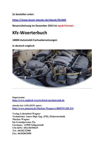 Kfz-Woerterbuch: NEU im Dezember 2014 im epub-Format (deutsch-englisch)