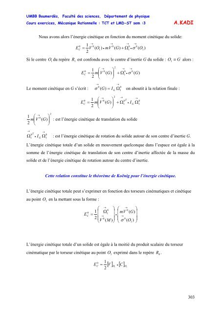 MECANIQUE RATIONNELLE