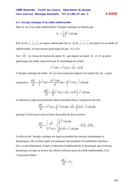 MECANIQUE RATIONNELLE