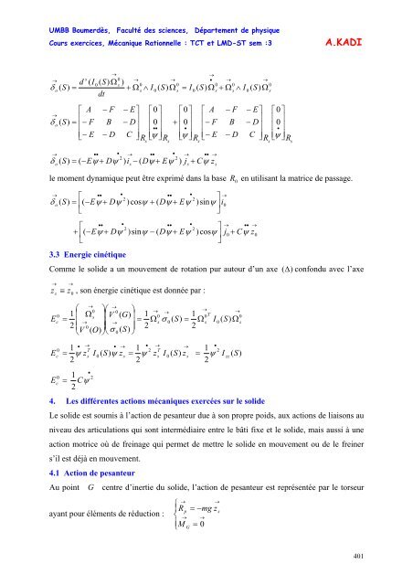 MECANIQUE RATIONNELLE