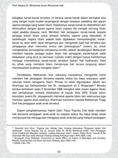 oPenentuan Agama dan Hak Penjagaan Kanak-kanak menurut Undang-undang Islam