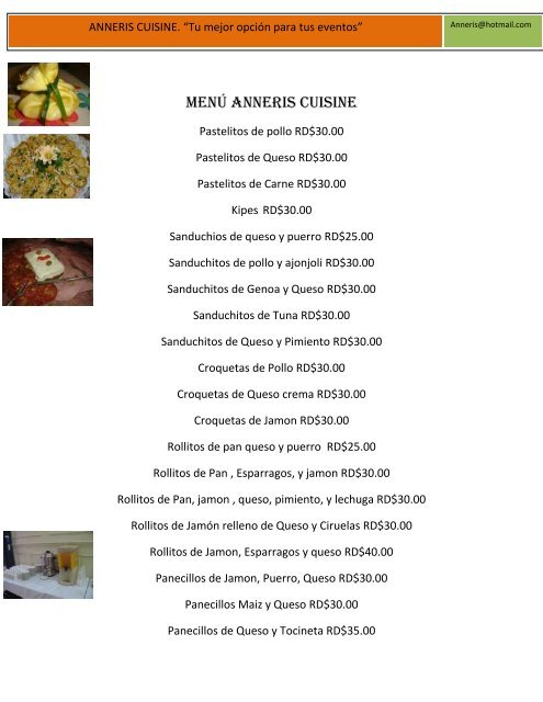 MENÚ ANNERIS CUISINE