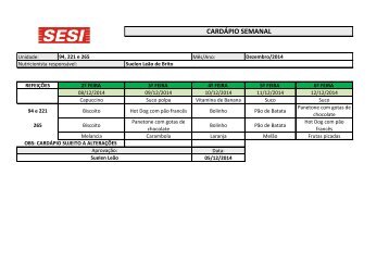 CARDÁPIO SEMANAL