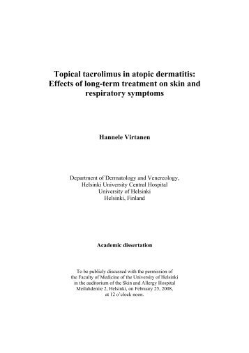 Topical tacrolimus in atopic dermatitis: Effects of ... - Helda - Helsinki.fi