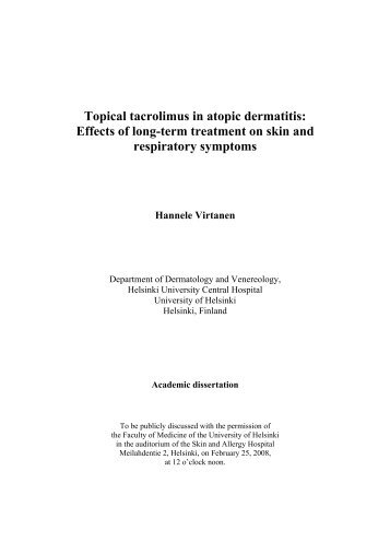 Topical tacrolimus in atopic dermatitis: Effects of ... - Helda - Helsinki.fi