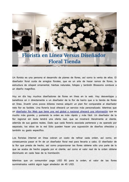 Florista en Línea Versus Diseñador Floral Tienda