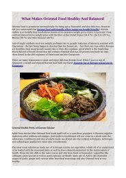 What Makes Oriental Food Healthy And Balanced