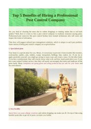 Top 5 Benefits of Hiring a Professional Pest Control Company 