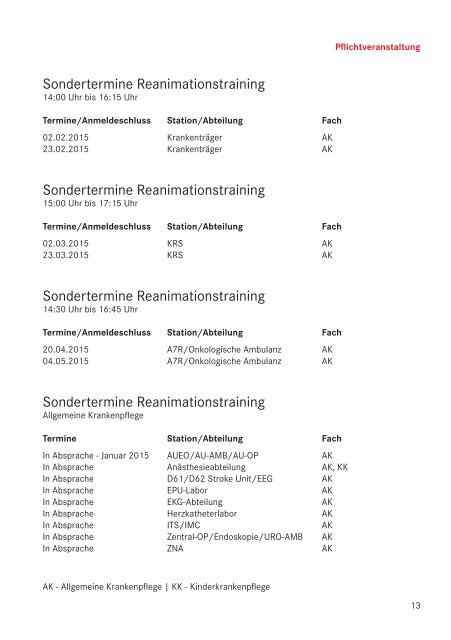 Klinikum Frankfurt Höchst: Kompetenzzentrum Fortbildungsprogramm 2015