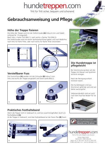 Hundetreppe Gebrauchsanweisung und Pflege